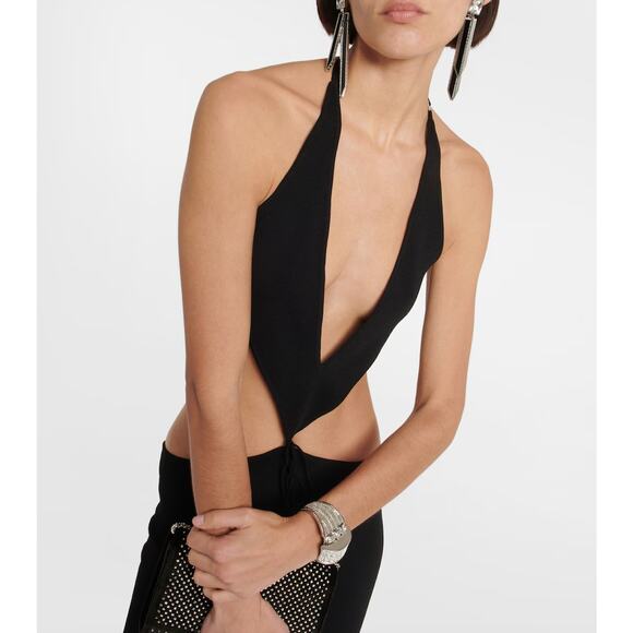 Aya Muse Tetra Cutout Halterneck Top in Black Size S - Picture 1 of 7